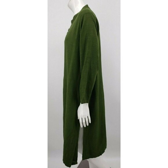 Endless Knot Art Jacket Womens Small Tibetan Goddess Print Tunic Green Linen - Picture 6 of 7